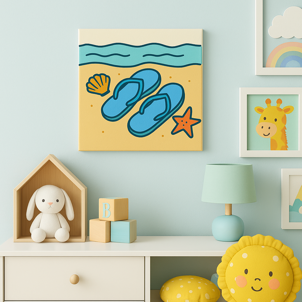 Flip Flops & Seashells Pre-Drawn Canvas