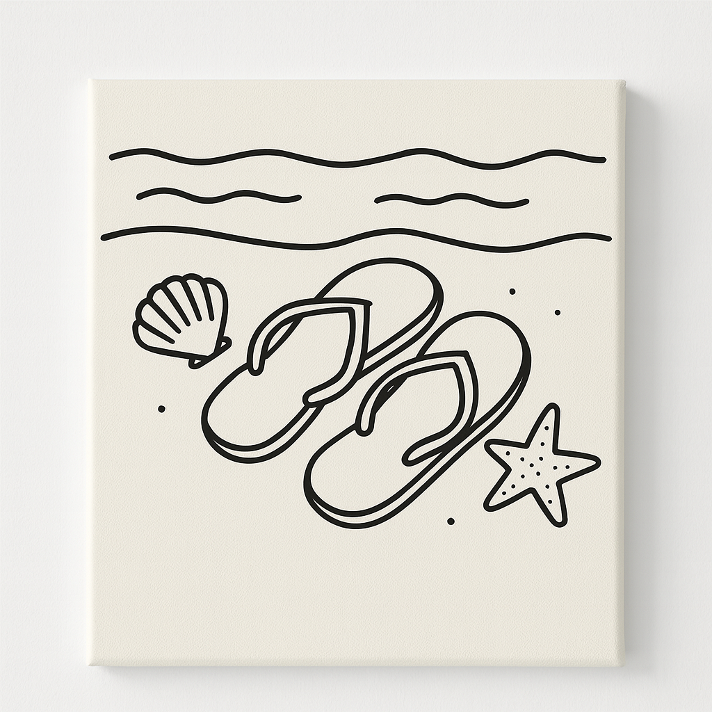 Flip Flops & Seashells Pre-Drawn Canvas