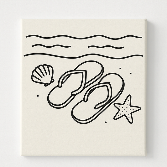 Flip Flops & Seashells Pre-Drawn Canvas